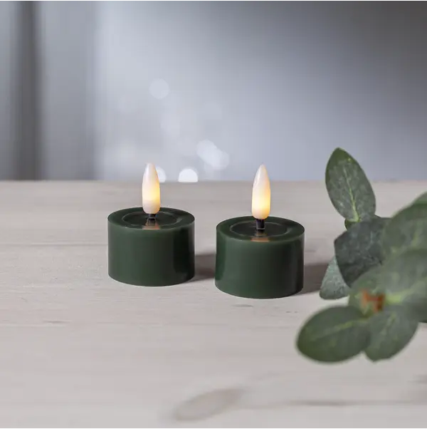 LED Värmeljus 2-pack Flamme Flow Grön 4x5 cm