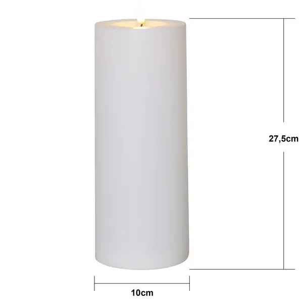 LED Ljus Flamme Rak Vit 10x27,5 cm