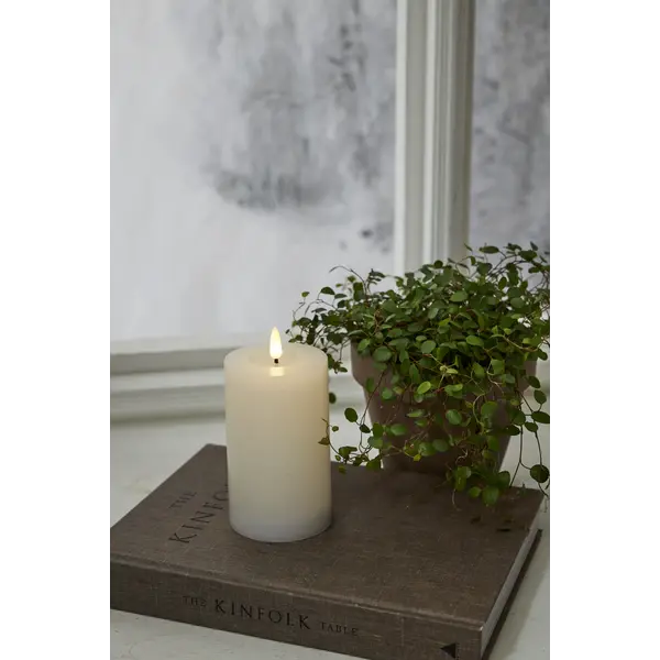 LED Blockljus Flamme Flow Vit 7,5x15 cm