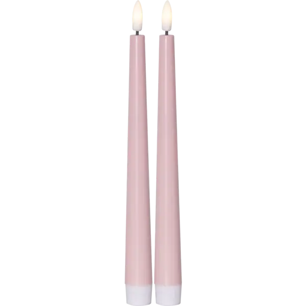LED Antikljus 2-pack Flamme Candy Rosa 26 cm
