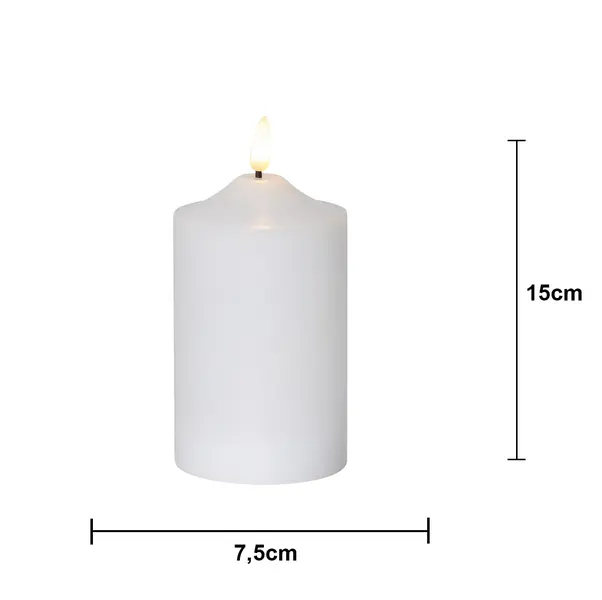 LED Blockljus Flamme Top Vit 7,5x15 cm