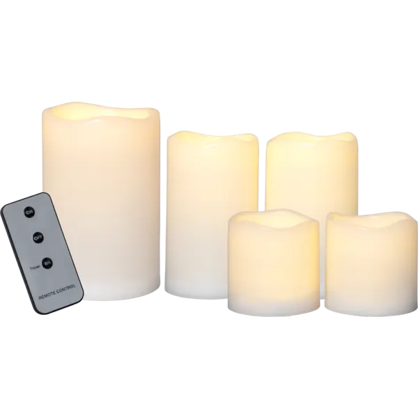 LED Blockljus Paul set of 5 Beige 10x15 cm