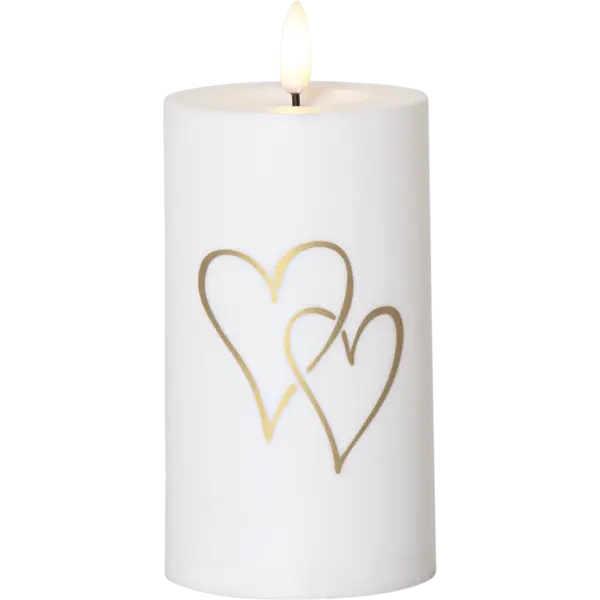 LED Ljus Flamme Heart Vit 7x14 cm