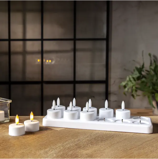 LED Värmeljus 12-pack Flamme Charge Vit 4x5 cm