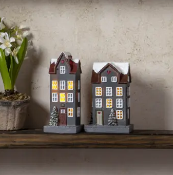 Inomhusdekoration Hus Grå 2-pack