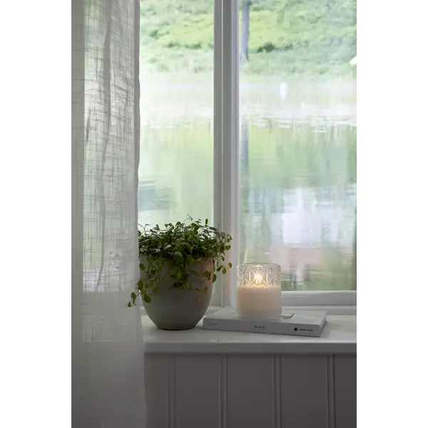 LED Ljus Flamme Romb Transp. glas 10 cm