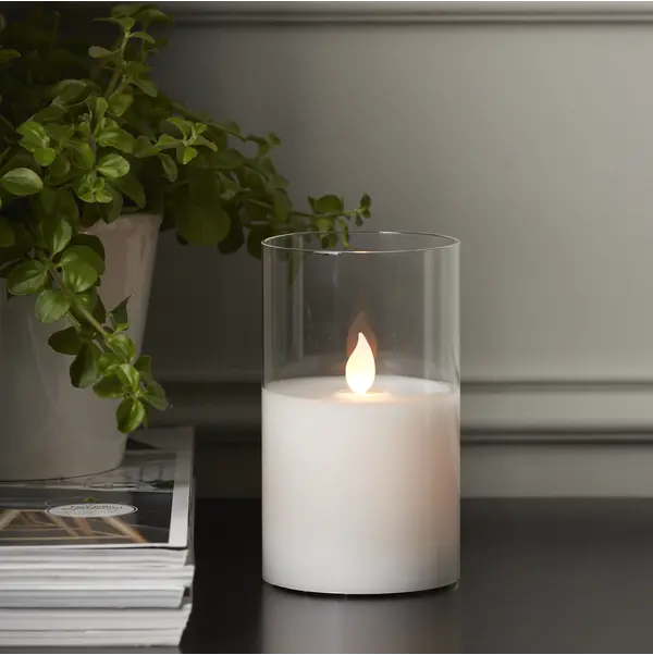 LED Blockljus M-Twinkle Transp. glas 12,5 cm