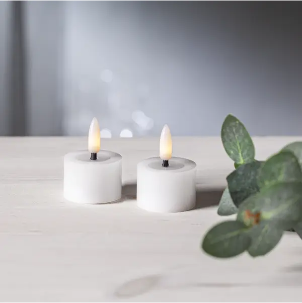 LED Värmeljus 2-pack Flamme Flow Vit 4x5 cm