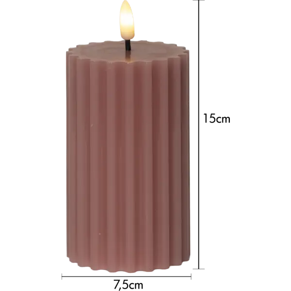 LED Blockljus Flamme Stripe Rosa 7,5x15 cm