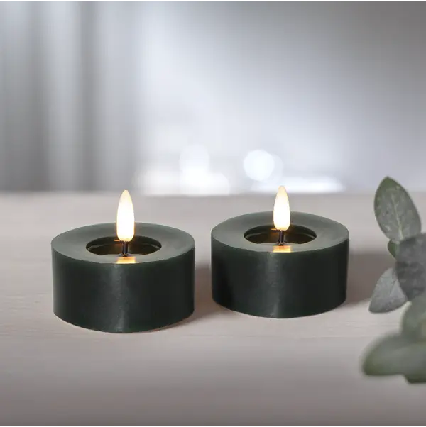 LED Värmeljus 2-pack Flamme Flow Grön 7x5,5 cm