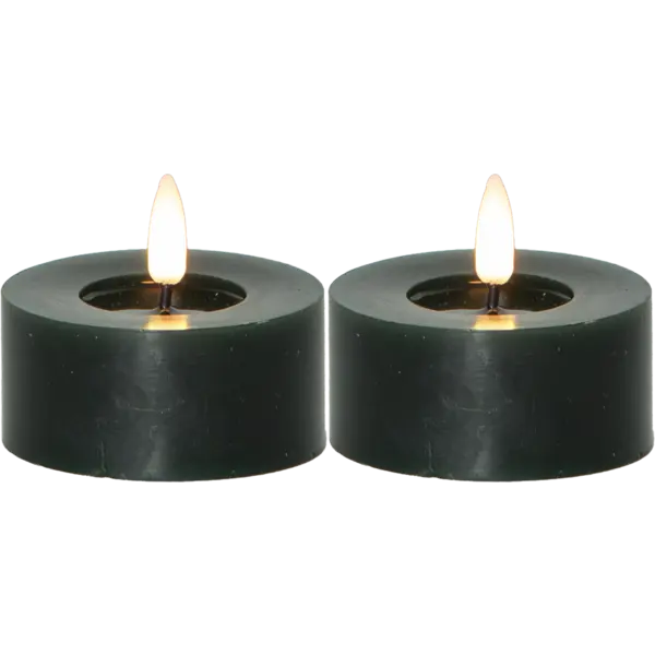 LED Värmeljus 2-pack Flamme Flow Grön 7x5,5 cm