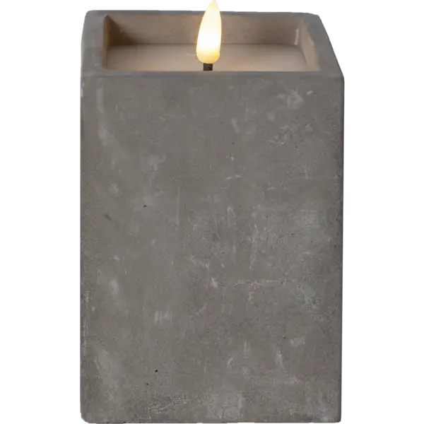 LED Blockljus Flamme Cem Grå 9x14,5 cm