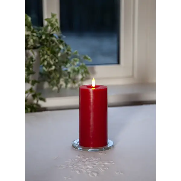 LED Blockljus Flamme Flow Röd 7,5x17,5 cm