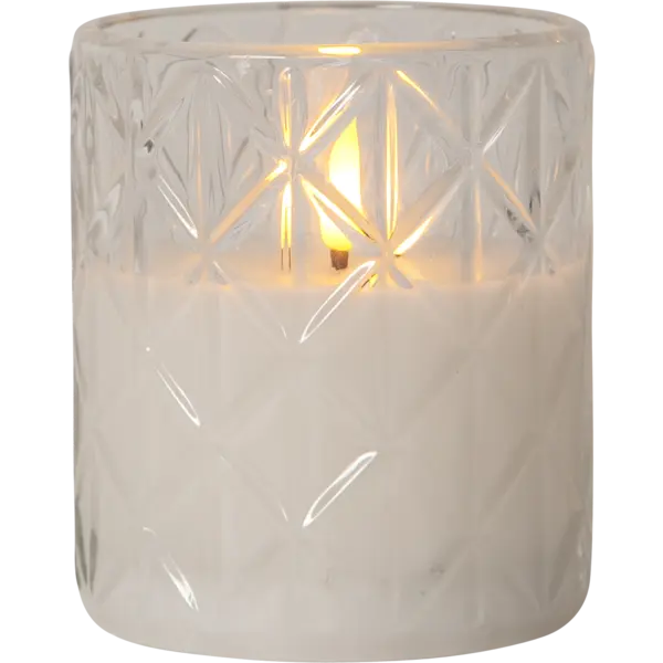 LED Ljus Flamme Romb Transp. glas 10 cm