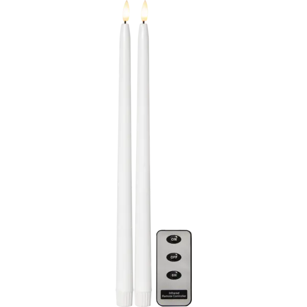 LED Antikljus 2-pack Flamme Slim Vit 38 cm