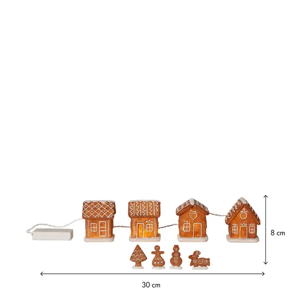 Dekorativt sceneri Gingerville Brun pepparkaka hus m.figurer