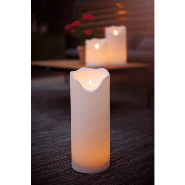 LED Blockljus Flamme Grand Vit 16x40 cm