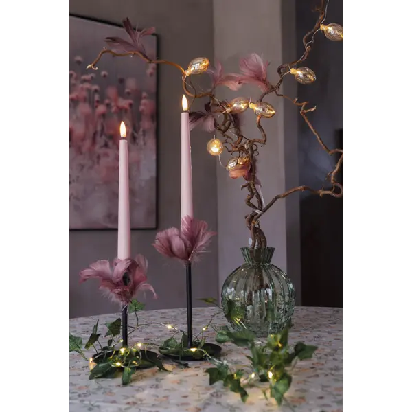 LED Antikljus 2-pack Flamme Candy Rosa 26 cm