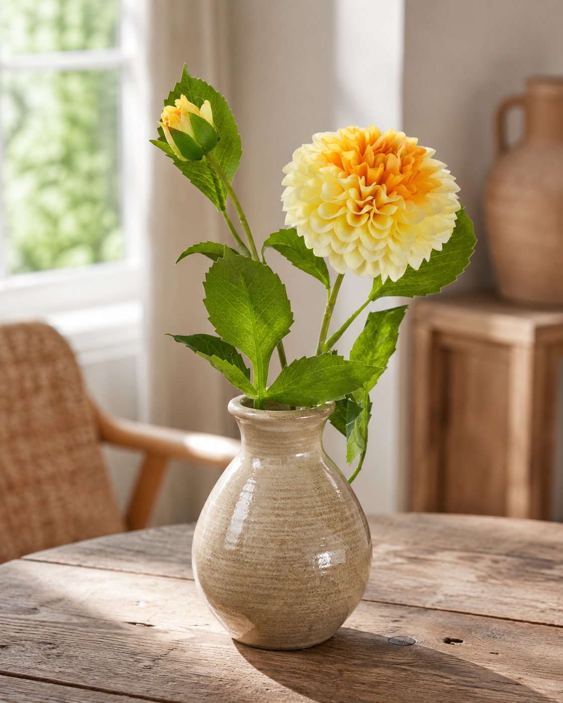 Dahlia pompon gul x2 61 cm