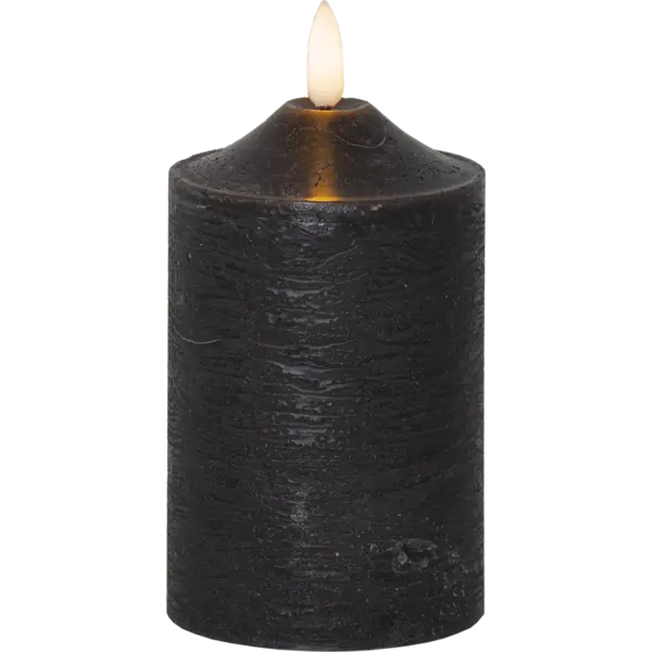 LED Blockljus Flamme Top Svart 7,5x15 cm
