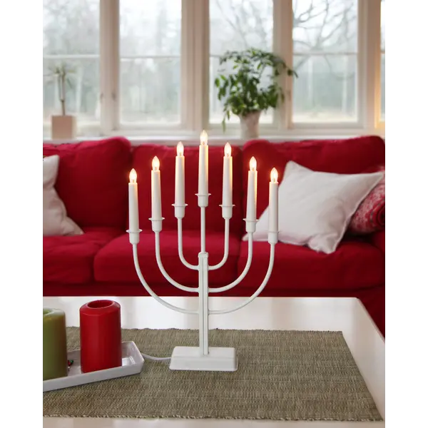 Ljusstake Kristina Vit metall 7L