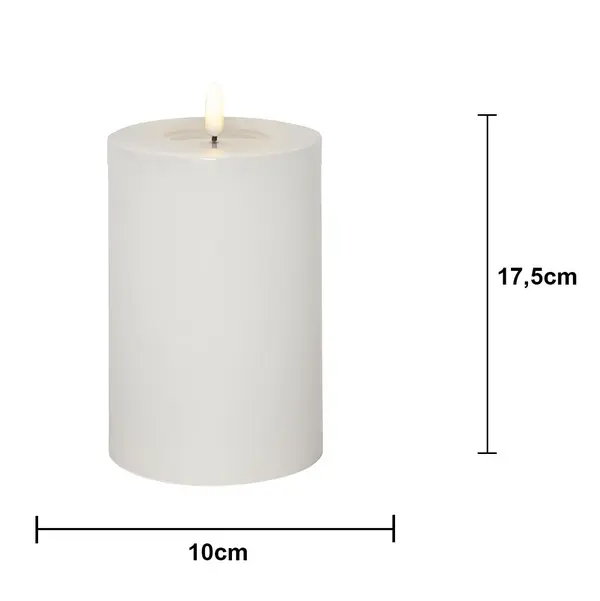 LED Blockljus Flamme Flow Big Vit 10x17,5 cm