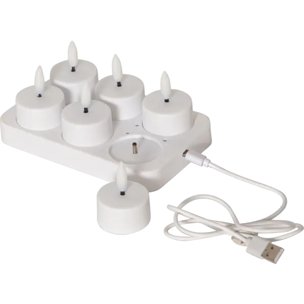 LED Värmeljus 6-pack Flamme Charge Vit 4x5 cm