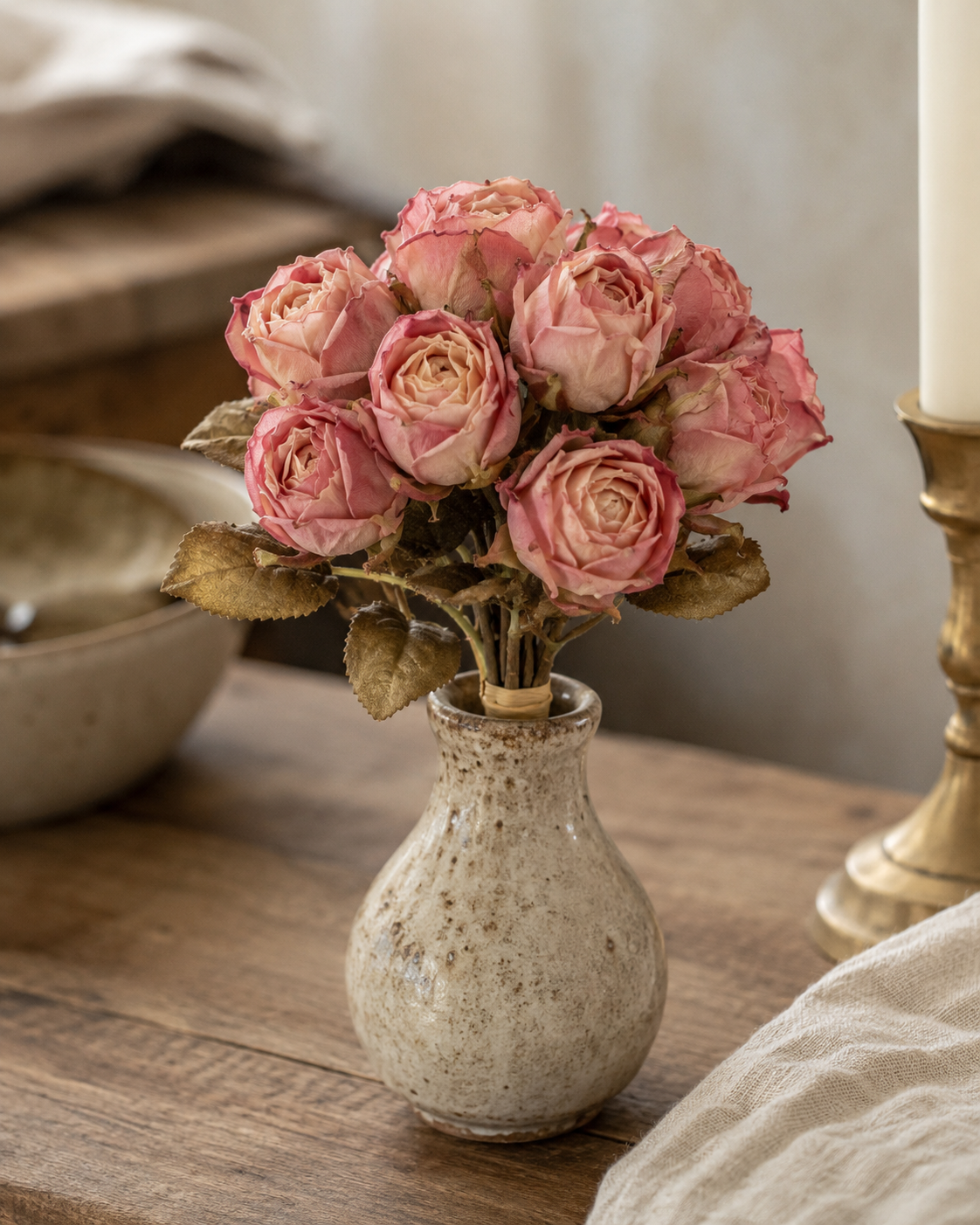 Rosa Dried Bundle pink x10 27 cm