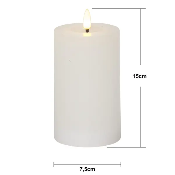 LED Blockljus Flamme Flow Vit 7,5x15 cm