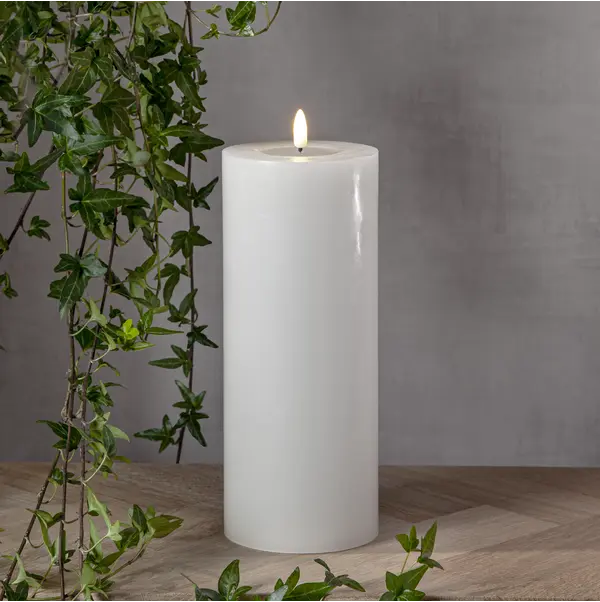 LED Blockljus Flamme Flow Big Vit 10x27,5 cm
