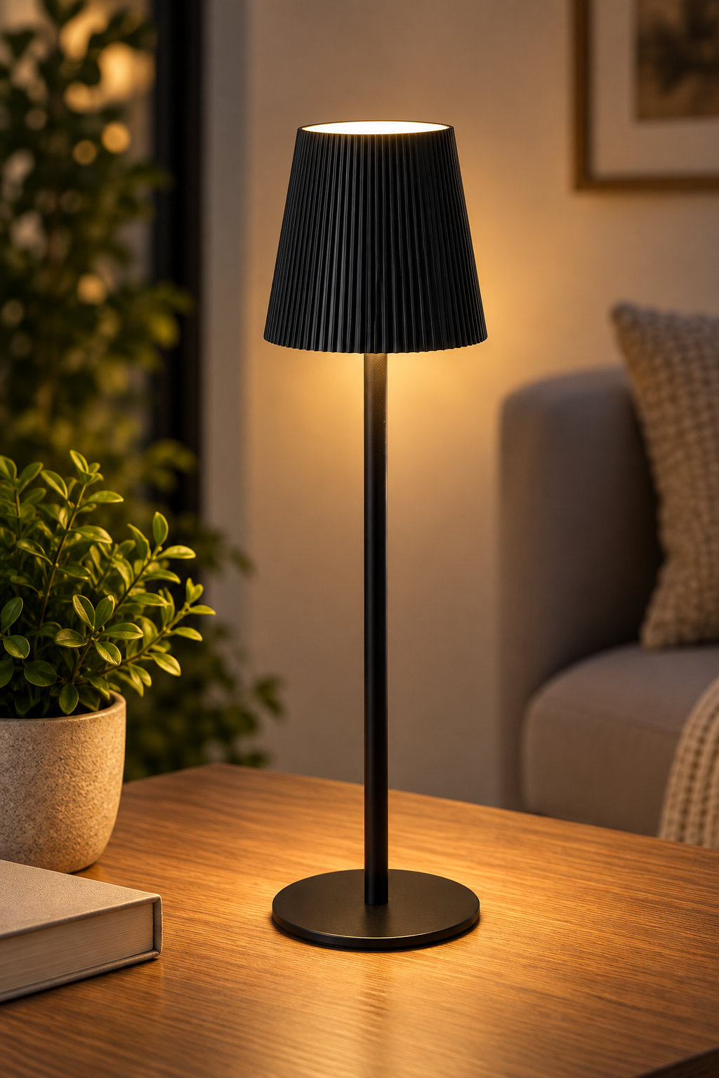 Uppladdningsbar bordslampa – Svart, 36 cm