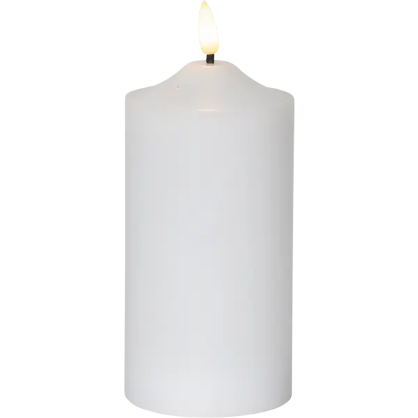 LED Blockljus Flamme Top Vit 7,5x17 cm
