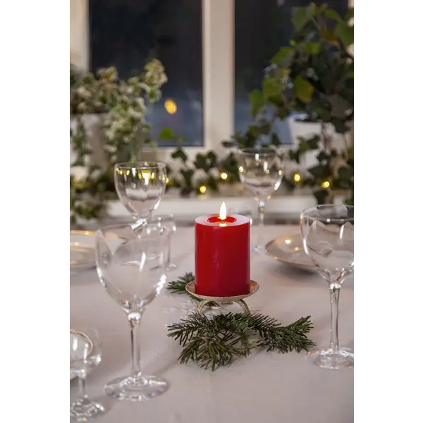LED Blockljus Flamme Flow Röd 7,5x12,5 cm