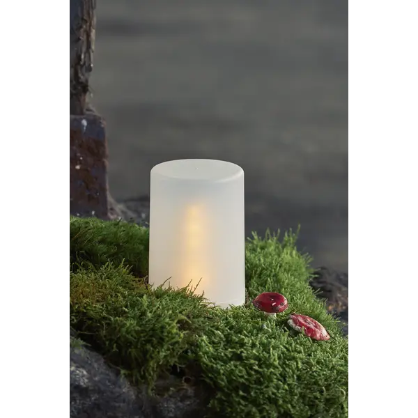 LED Blockljus Flame Candle Vit 9x14,5 cm