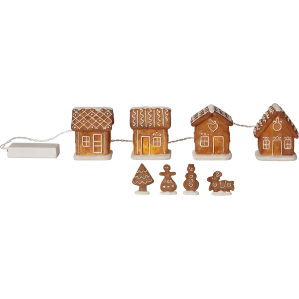 Dekorativt sceneri Gingerville Brun pepparkaka hus m.figurer