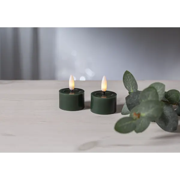 LED Värmeljus 2-pack Flamme Flow Grön 4x5 cm