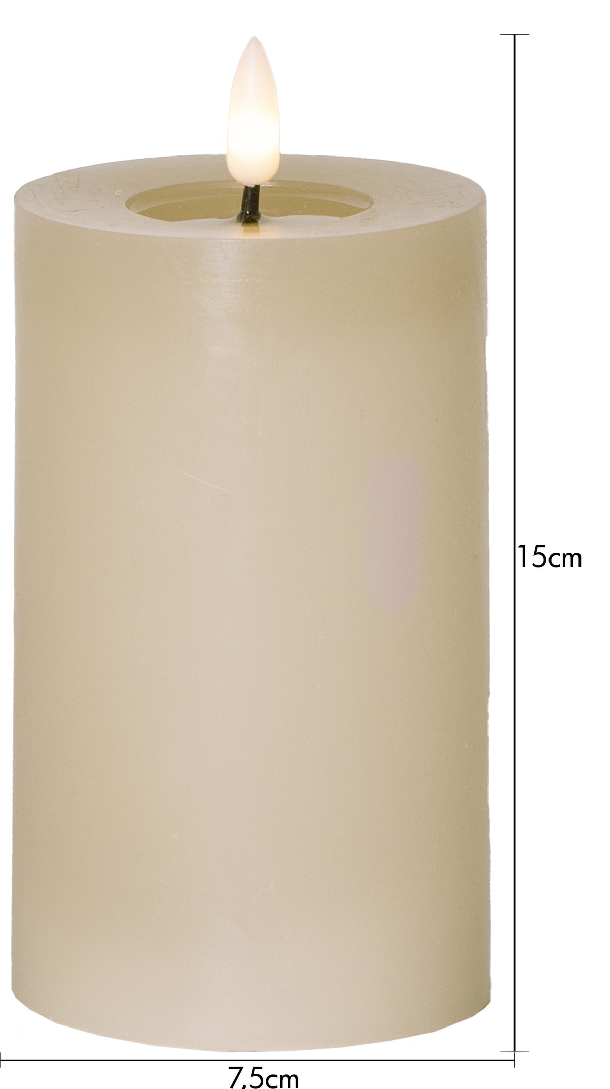LED Blockljus Flamme Flow Beige 7,5x15 cm