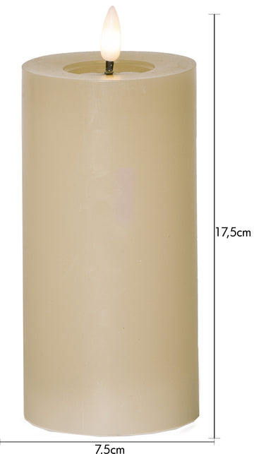 LED Blockljus Flamme Flow Beige 7,5x17,5 cm