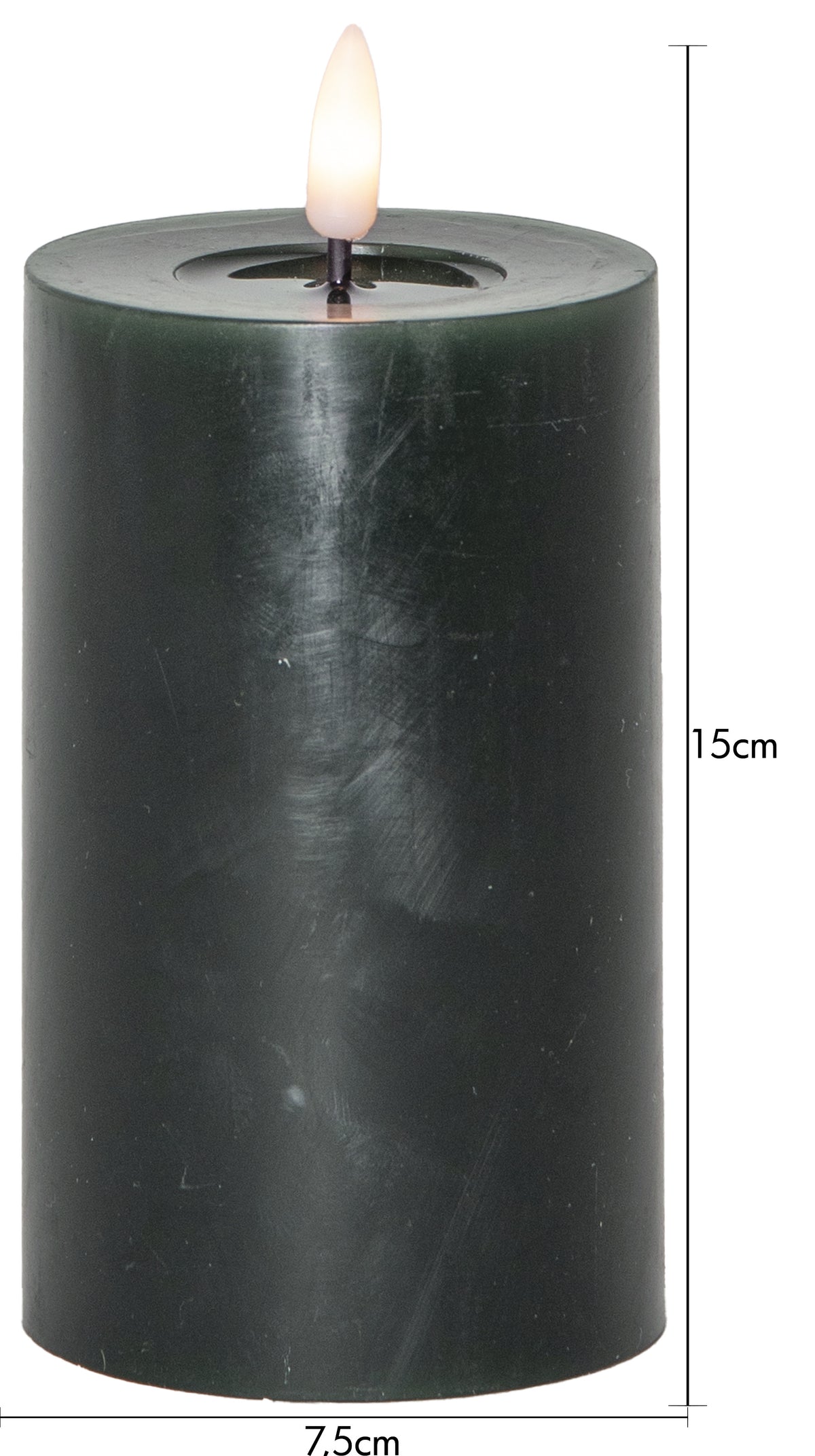 LED Blockljus Flamme Flow Grön 7,5x15 cm