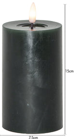 LED Blockljus Flamme Flow Grön 7,5x15 cm
