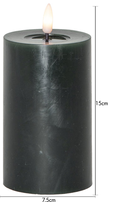 LED Blockljus Flamme Flow Grön 7,5x15 cm