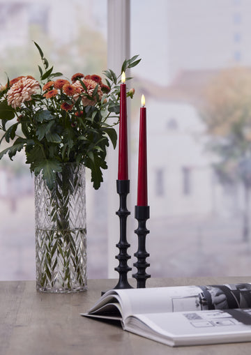LED Antikljus 2-pack Flamme Candy Röd 26 cm