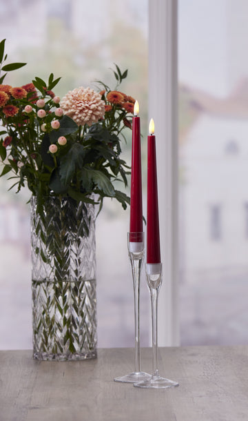 LED Antikljus 2-pack Flamme Candy Röd 26 cm