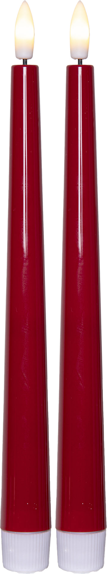 LED Antikljus 2-pack Flamme Candy Röd 26 cm