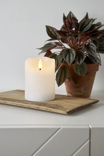 LED Blockljus Flamme Rustic Vit 7,5x10 cm