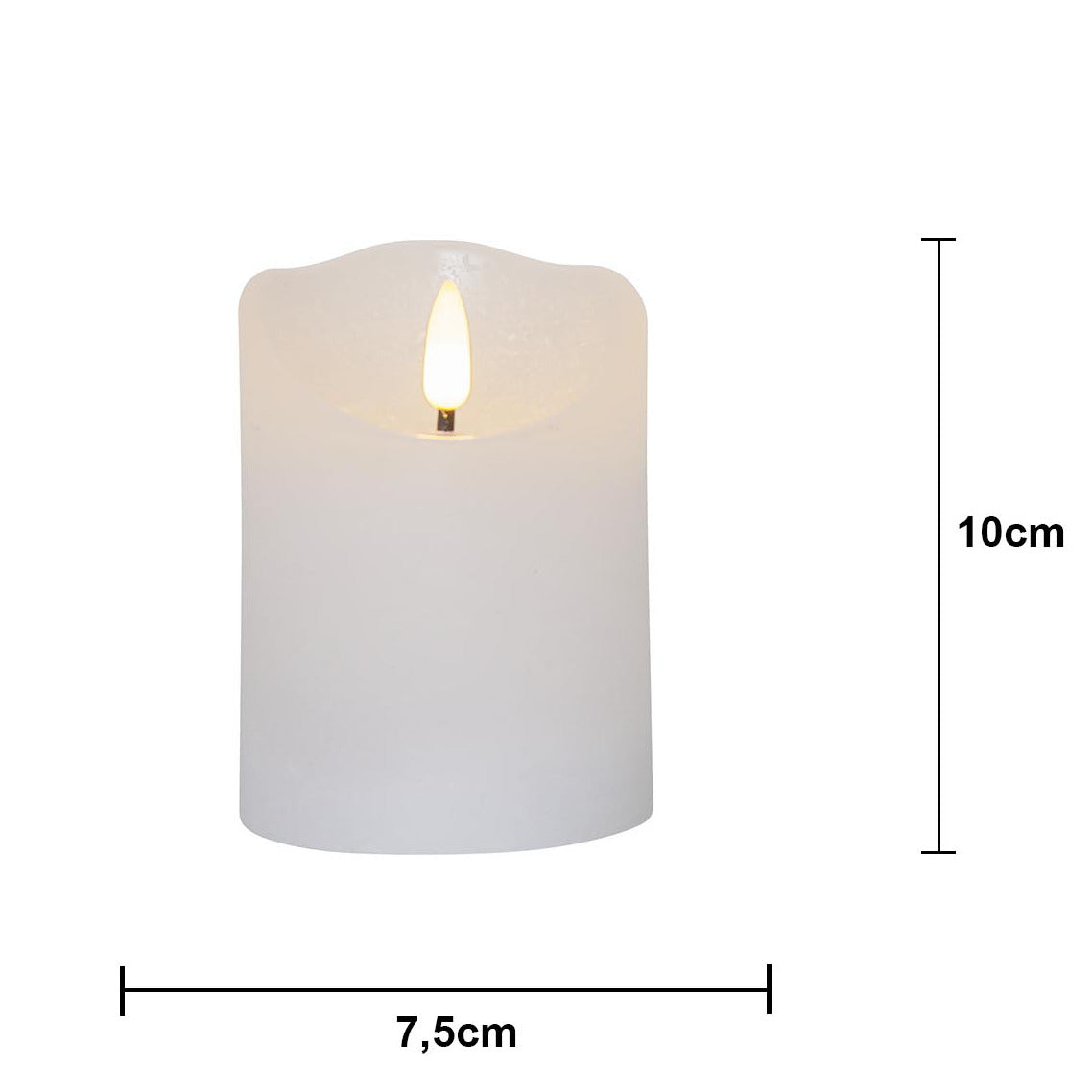 LED Blockljus Flamme Rustic Vit 7,5x10 cm