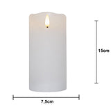 LED Blockljus Flamme Rustic Vit 7,5x15 cm