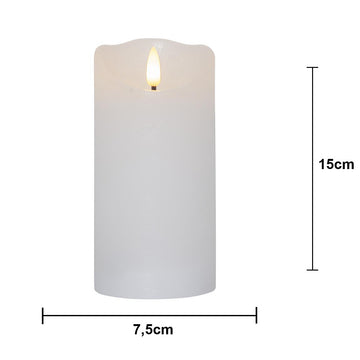 LED Blockljus Flamme Rustic Vit 7,5x15 cm