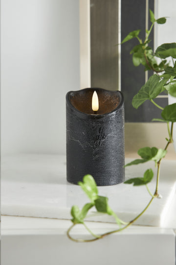 LED Blockljus Flamme Rustic Svart 7,5x12,5 cm
