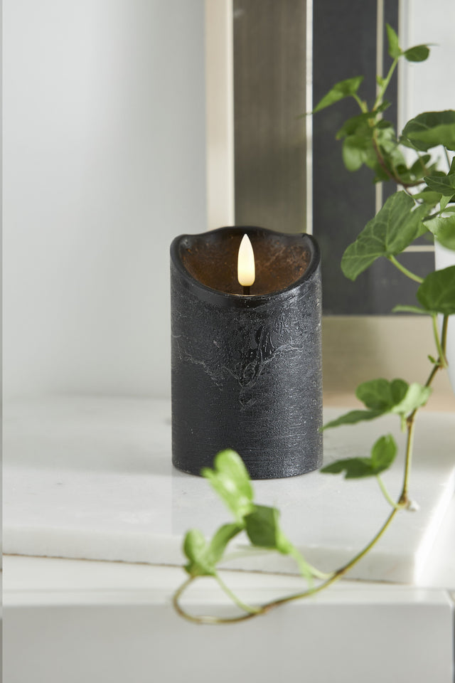LED Blockljus Flamme Rustic Svart 7,5x12,5 cm